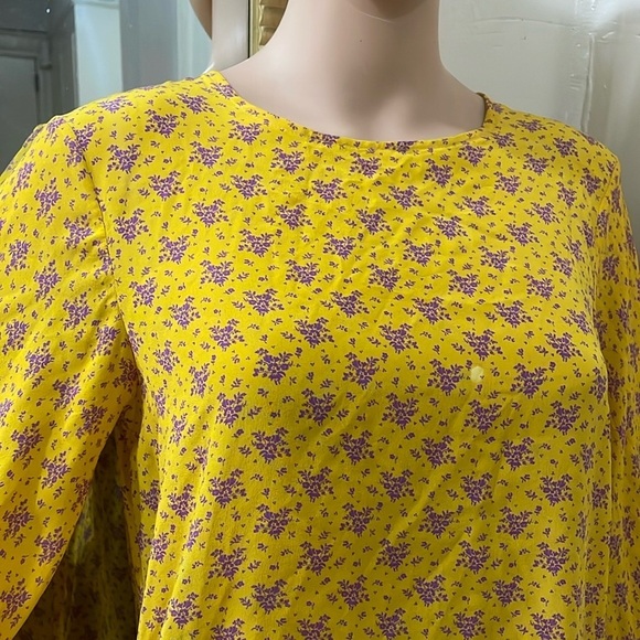 No.6 Store Yellow and Purple Floral Dress silk - Picture 6 of 14